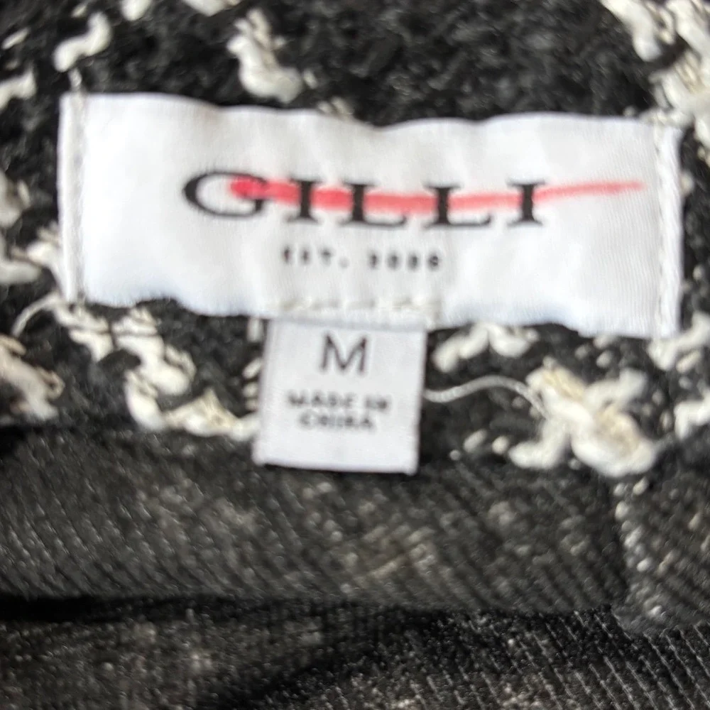 Gilli Womens Black White Plaid Tweed A-Line Mini Skirt Preppy Schoolgirl Retro M